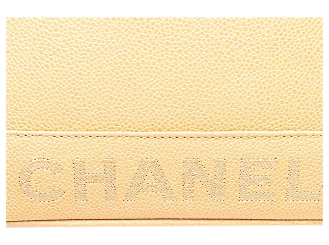 Borsa a spalla con catena logo in caviale giallo Chanel - vista 10