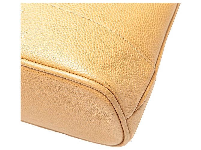Borsa a spalla con catena logo in caviale giallo Chanel - vista 12