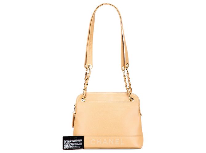 Borsa a spalla con catena logo in caviale giallo Chanel - vista 14