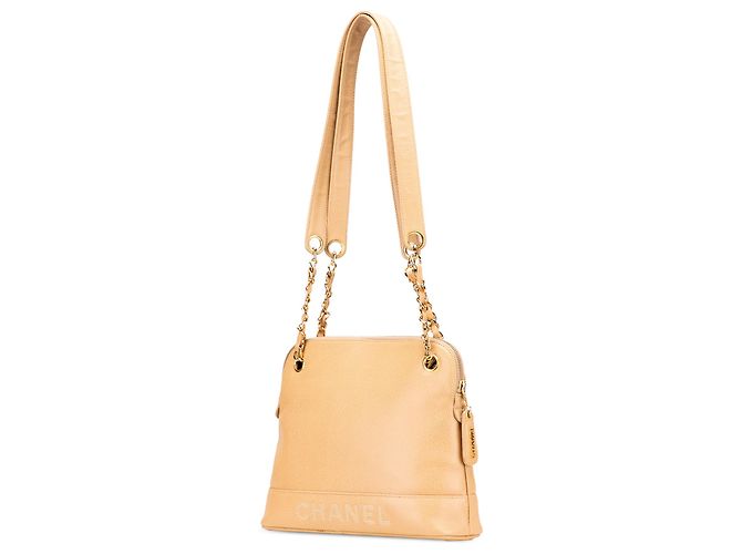 Borsa a spalla con catena logo in caviale giallo Chanel - vista 2