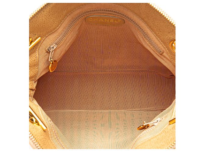 Borsa a spalla con catena logo in caviale giallo Chanel - vista 4