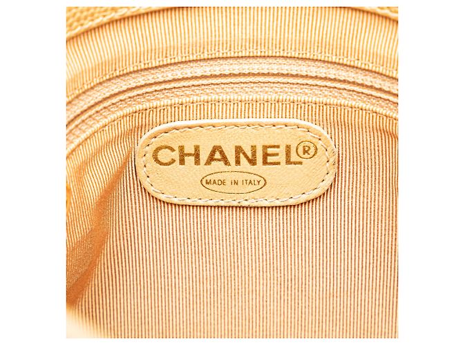 Borsa a spalla con catena logo in caviale giallo Chanel - vista 5