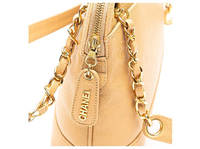 Borsa a spalla con catena logo in caviale giallo Chanel - vista 9