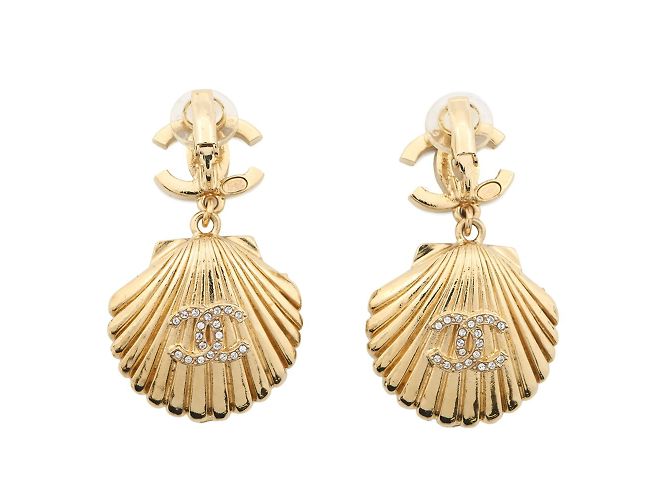 Orecchini a clip Chanel con motivo di strass e conchiglia - vista 3