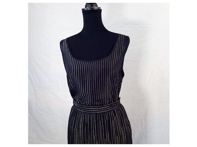 Genny completo gonna e top in seta 1990s Nero D'oro - vista 6