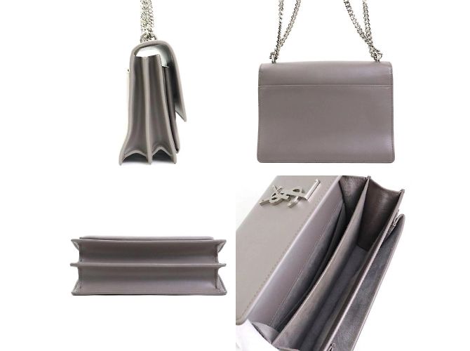 Borsa a spalla in pelle grigia e argento di Saint Laurent Marrone - vista 2