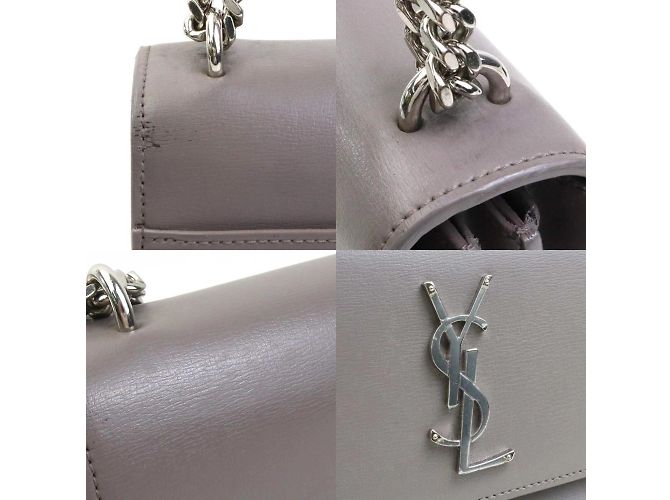 Borsa a spalla in pelle grigia e argento di Saint Laurent Marrone - vista 4