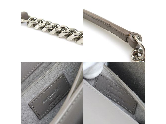 Borsa a spalla in pelle grigia e argento di Saint Laurent Marrone - vista 5