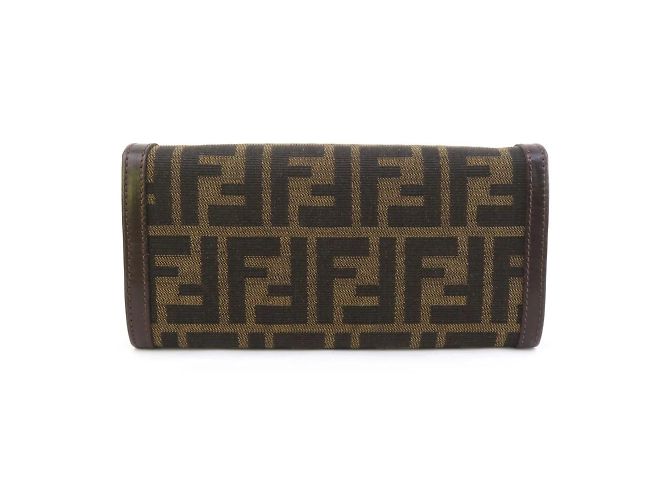Fendi Bi-Fold Geldbörse aus braunem Canvas und Leder - Ansicht 2
