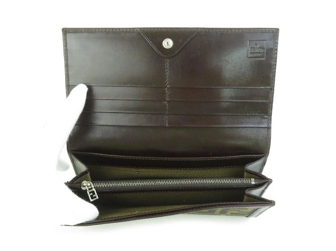 Fendi Bi-Fold Geldbörse aus braunem Canvas und Leder - Ansicht 3