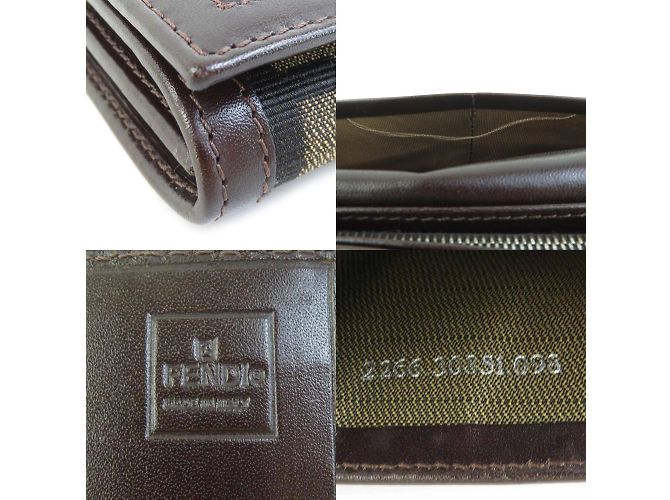 Fendi Bi-Fold Geldbörse aus braunem Canvas und Leder - Ansicht 5