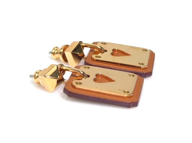 Hermès Orecchini a perno As de Coeur Hermes Marrone D'oro - vista 2