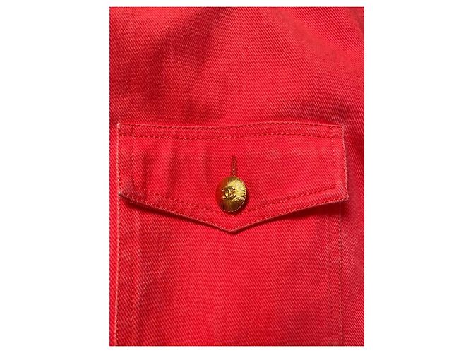 Chaqueta Chanel Rojo Coral Algodón Roja - vista 2