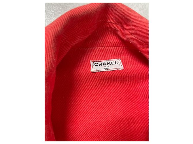 Chaqueta Chanel Rojo Coral Algodón Roja - vista 3