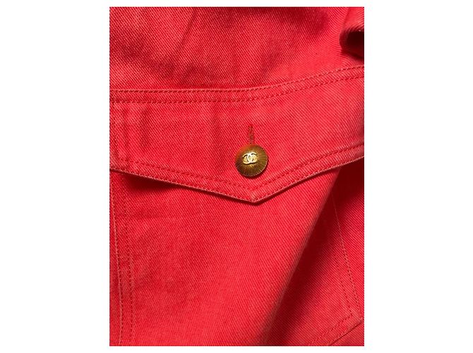 Chaqueta Chanel Rojo Coral Algodón Roja - vista 4