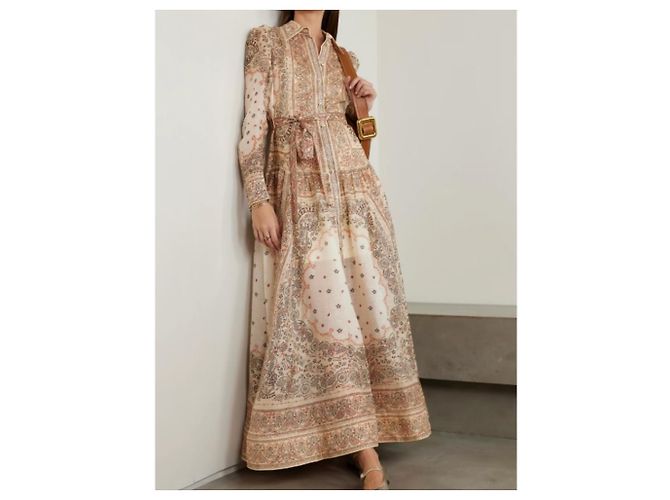 Zimmermann Matchmaker Kleid Beige Seide Leinen - Ansicht 3