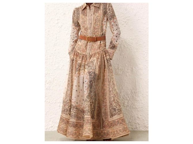 Zimmermann Matchmaker Kleid Beige Seide Leinen - Ansicht 4