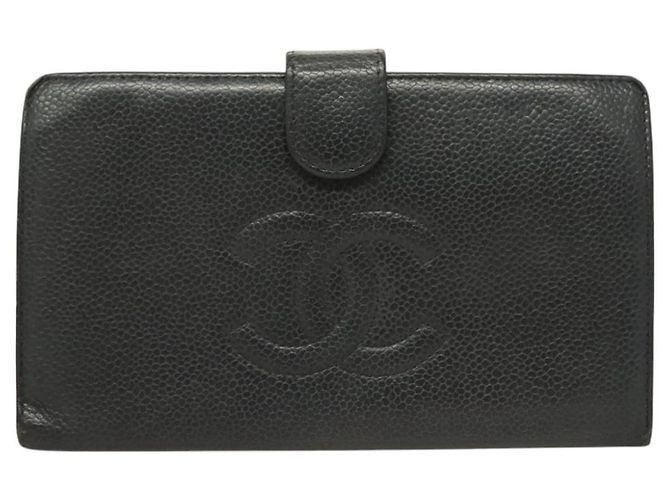 CHANEL Portafoglio Lungo Pelle Caviar Nero Oro CC Auth bs27231 D'oro - vista 13