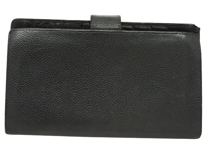 CHANEL Portafoglio Lungo Pelle Caviar Nero Oro CC Auth bs27231 D'oro - vista 2