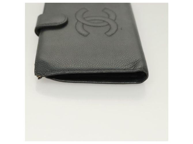CHANEL Portafoglio Lungo Pelle Caviar Nero Oro CC Auth bs27231 D'oro - vista 4