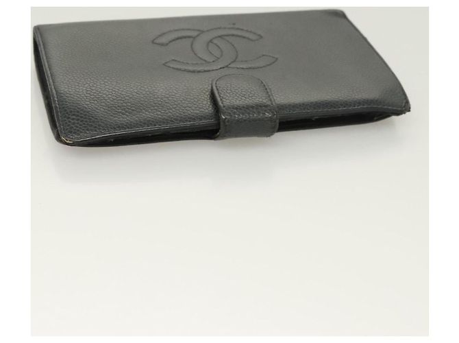 CHANEL Portafoglio Lungo Pelle Caviar Nero Oro CC Auth bs27231 D'oro - vista 5