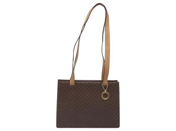 Céline Borsa a spalla in tela Macadam CELINE PVC marrone oro Auth 130361 D'oro - vista 13