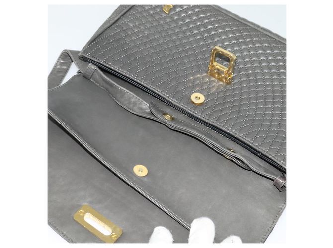 BALLY Borsa a Spalla in Pelle Grigia Dorata Auth bs27172 Marrone D'oro - vista 11