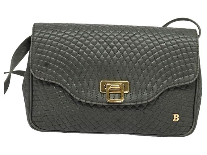 BALLY Borsa a Spalla in Pelle Grigia Dorata Auth bs27172 Marrone D'oro - vista 13