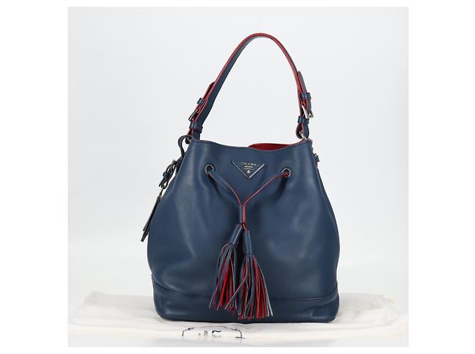 Borsa a Spalla PRADA in Pelle Blu Argento Autentica 127875V - vista 12