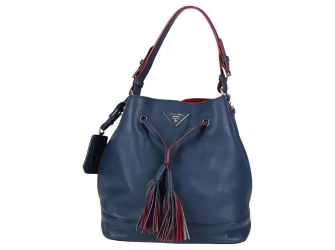 Borsa a Spalla PRADA in Pelle Blu Argento Autentica 127875V - vista 13