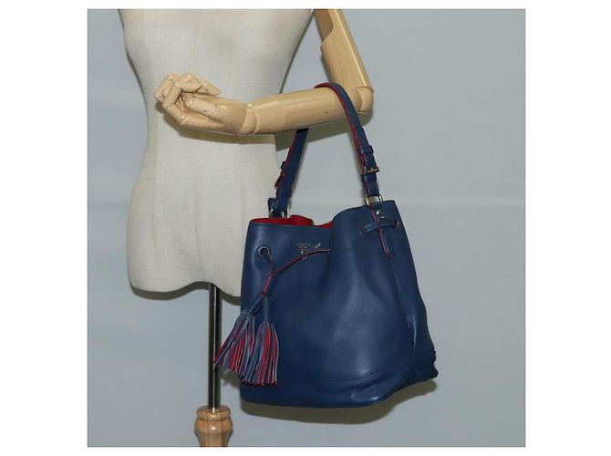 Borsa a Spalla PRADA in Pelle Blu Argento Autentica 127875V - vista 25