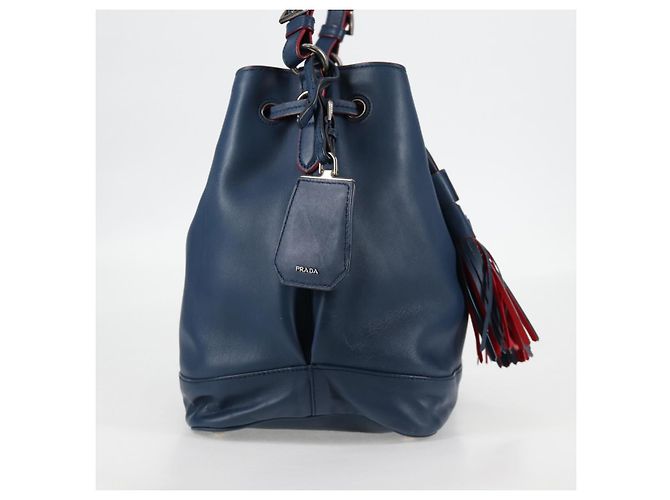 Borsa a Spalla PRADA in Pelle Blu Argento Autentica 127875V - vista 4