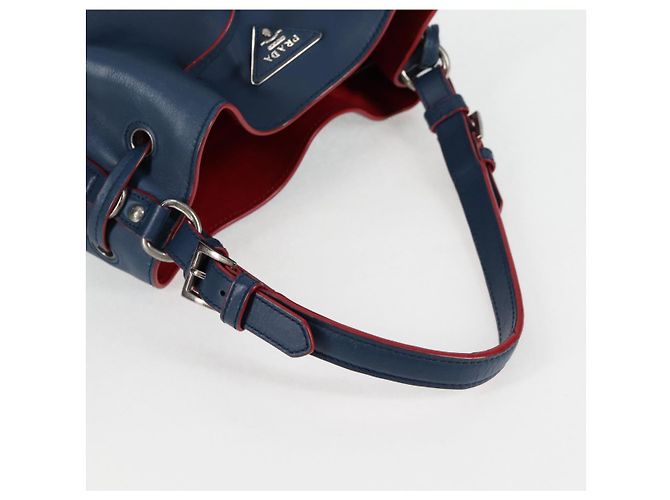 Borsa a Spalla PRADA in Pelle Blu Argento Autentica 127875V - vista 7