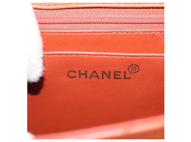 CHANEL Borsa Matelassé Pelle Caviar Marrone Oro CC Auth 130197 D'oro - vista 18