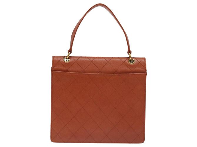 CHANEL Borsa Matelassé Pelle Caviar Marrone Oro CC Auth 130197 D'oro - vista 2