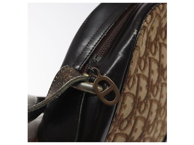 Borsa a spalla in tela Trotter Christian Dior marrone oro Auth 130411 D'oro - vista 10