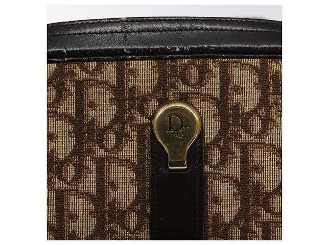 Borsa a spalla in tela Trotter Christian Dior marrone oro Auth 130411 D'oro - vista 17
