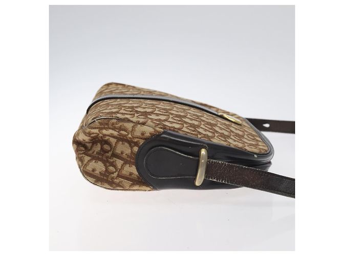 Borsa a spalla in tela Trotter Christian Dior marrone oro Auth 130411 D'oro - vista 3