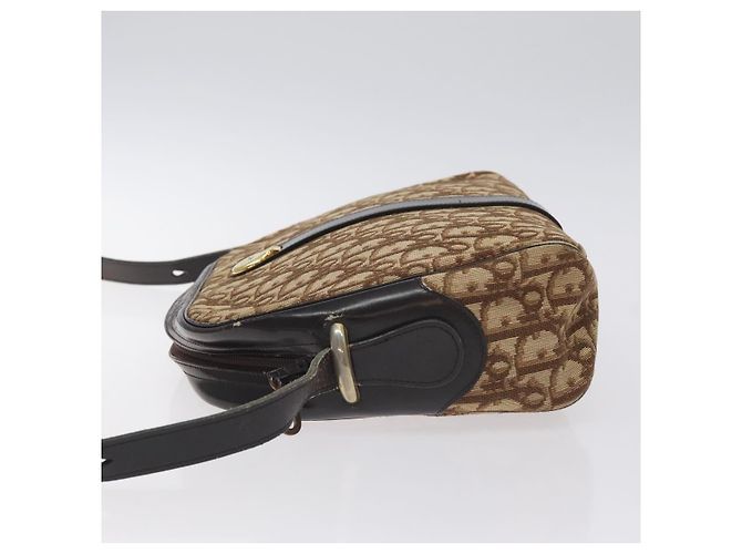 Borsa a spalla in tela Trotter Christian Dior marrone oro Auth 130411 D'oro - vista 4