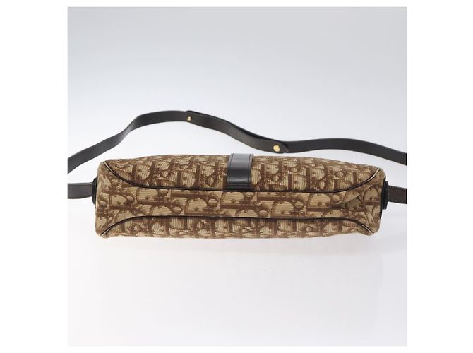 Borsa a spalla in tela Trotter Christian Dior marrone oro Auth 130411 D'oro - vista 5