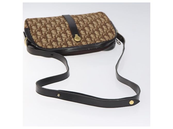 Borsa a spalla in tela Trotter Christian Dior marrone oro Auth 130411 D'oro - vista 7