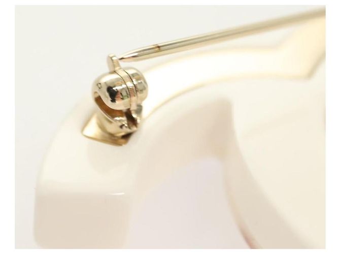 Spilla in plastica CHANEL COCO Mark con strass bianchi CC Auth BA3099 Bianco - vista 4
