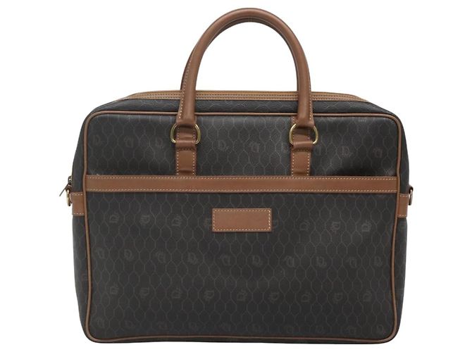 Borsa da lavoro in tela a nido d'ape Christian Dior PVC nera e oro Auth BA3097 - vista 13