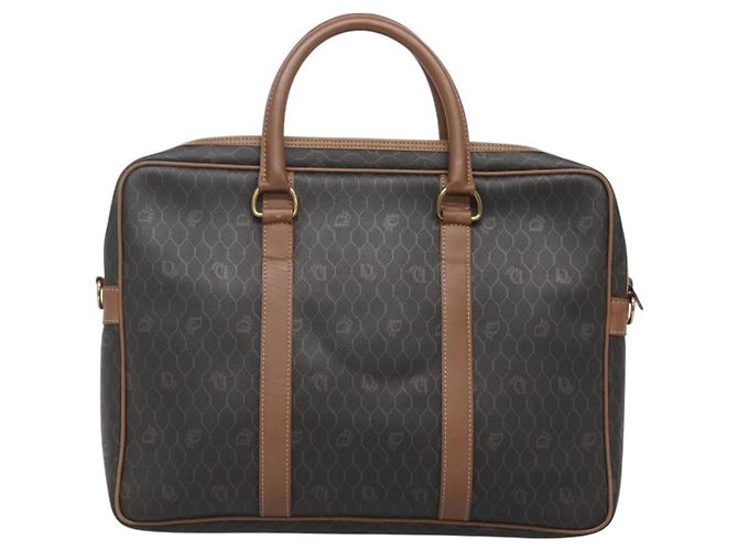 Borsa da lavoro in tela a nido d'ape Christian Dior PVC nera e oro Auth BA3097 - vista 2