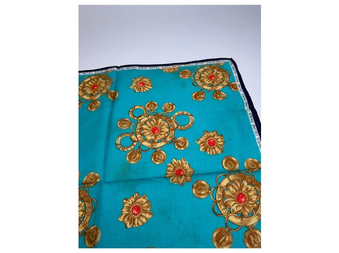 Céline Sciarpa Barocca Vintage Celine turchese oro Verde - vista 7