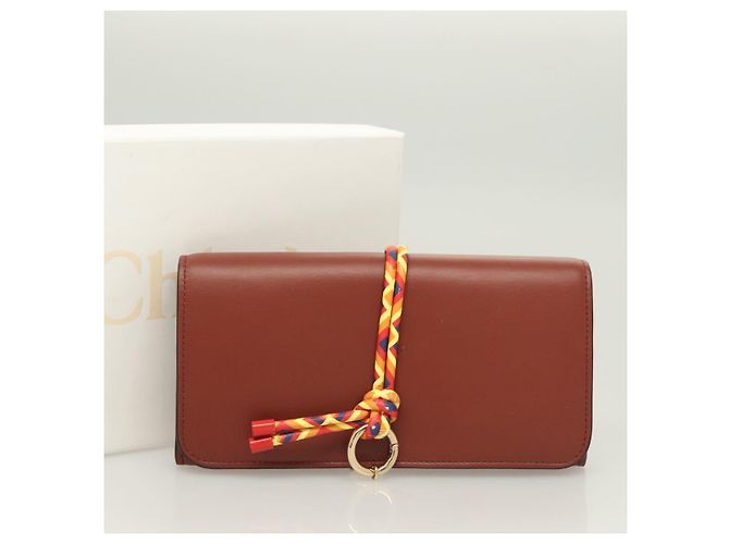 Chloé Portafoglio in Pelle Marrone Oro Auth 127898V D'oro - vista 12