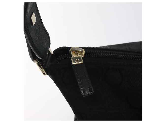 Borsa a spalla Salvatore Ferragamo in tela nera e oro Auth BA3569 Nero D'oro - vista 10