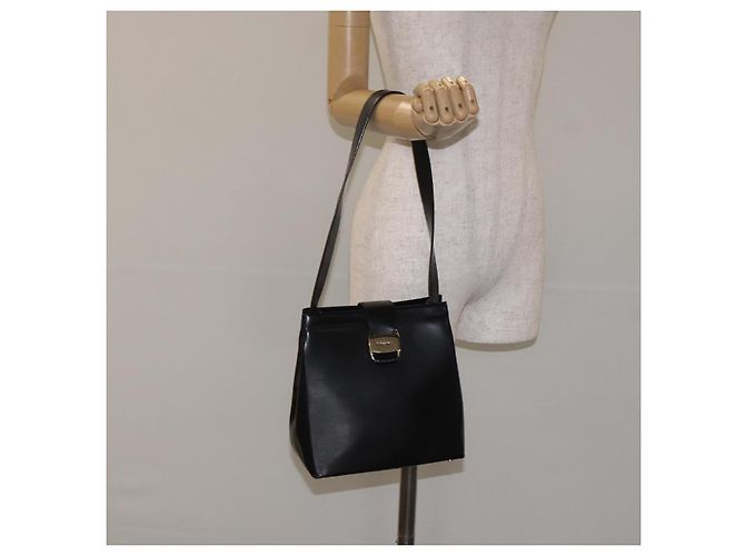 Borsa a Spalla Vala in Pelle Nera e Oro Auth 130219 di Salvatore Ferragamo Nero D'oro - vista 20