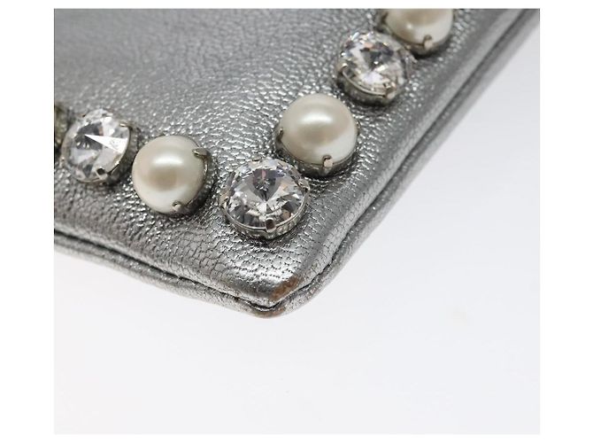 Pochette in pelle Miu Miu argento Auth BA3607 - vista 14