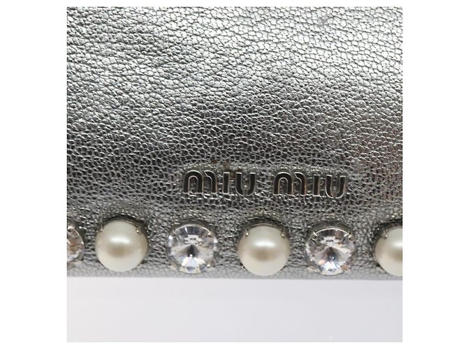 Pochette in pelle Miu Miu argento Auth BA3607 - vista 17